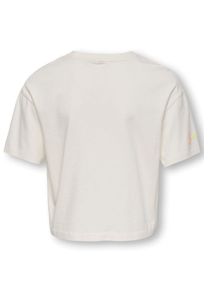 Only Kids KOGPOP LIFE SS WASHED PRINT BOXY TOP JRS Cloud Dancer Smile