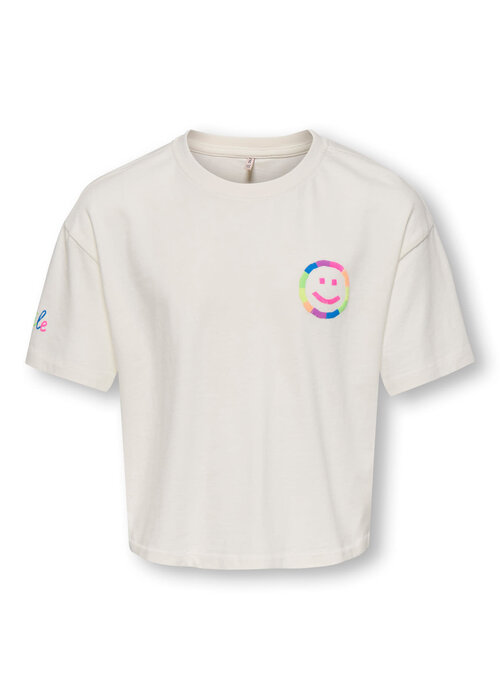 Only Kids Only Kids KOGPOP LIFE SS WASHED PRINT BOXY TOP JRS Cloud Dancer Smile