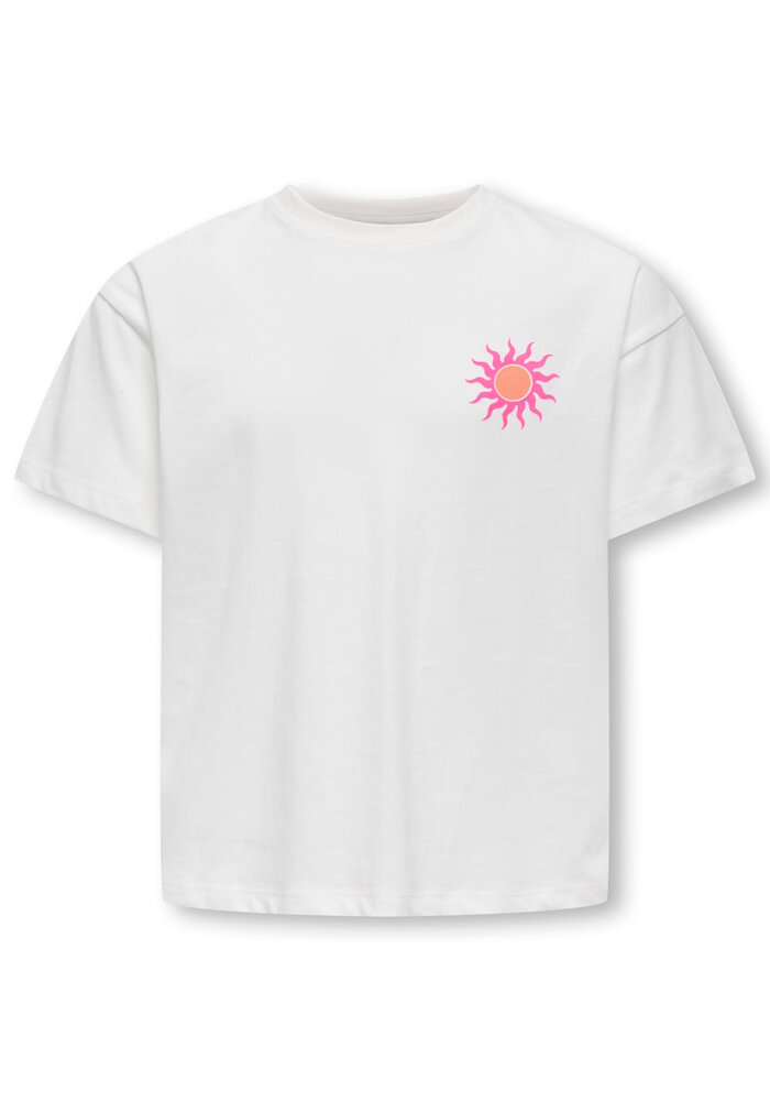 Only Kids KOGSOLI-VERAS S/S TOP CS JRS Cloud Dancer Sol/Begonia Pink