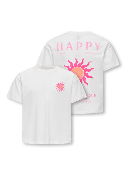 Only Kids Only Kids KOGSOLI-VERAS S/S TOP CS JRS Cloud Dancer Sol/Begonia Pink