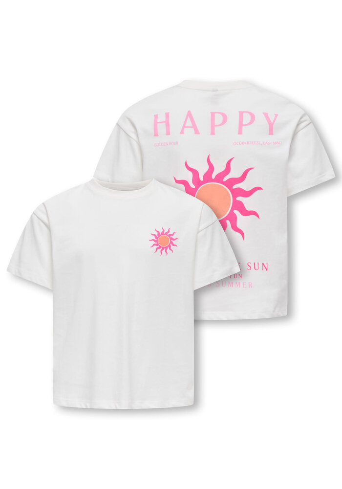 Only Kids KOGSOLI-VERAS S/S TOP CS JRS Cloud Dancer Sol/Begonia Pink