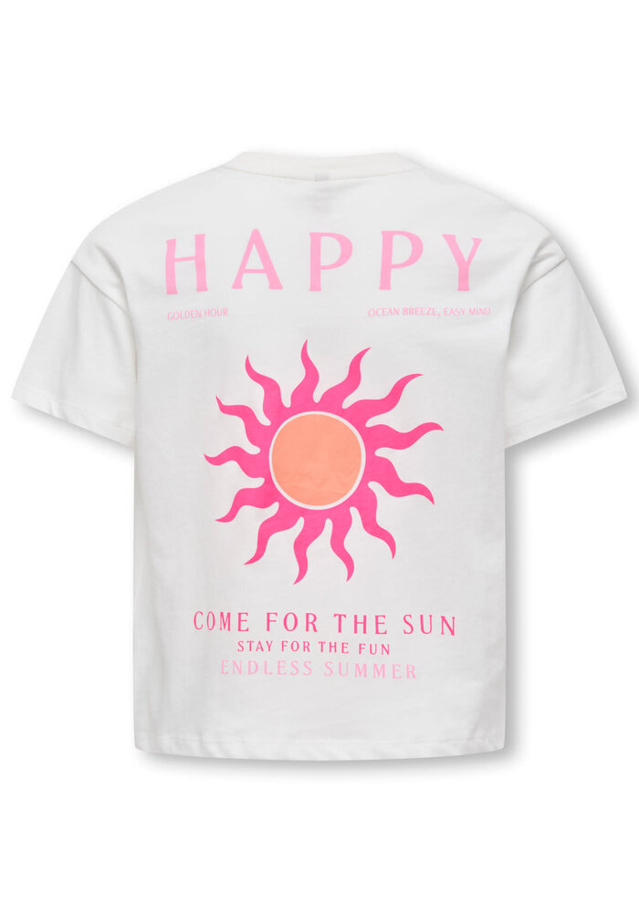 Only Kids KOGSOLI-VERAS S/S TOP CS JRS Cloud Dancer Sol/Begonia Pink