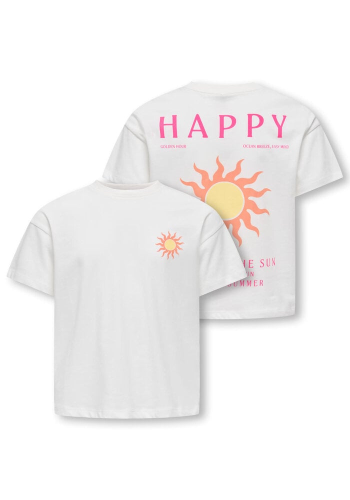 Only Kids KOGSOLI-VERAS S/S TOP CS JRS Cloud Dancer Sol/Pink Glo