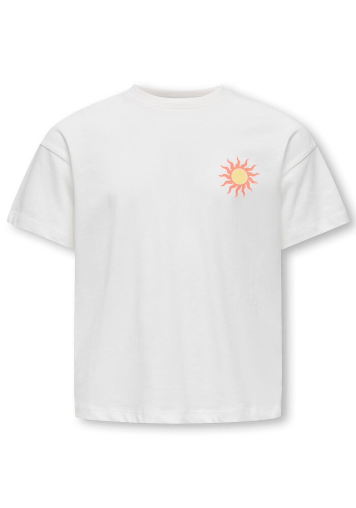 Only Kids KOGSOLI-VERAS S/S TOP CS JRS Cloud Dancer Sol/Pink Glo