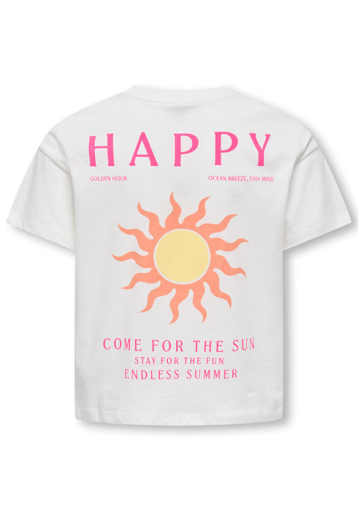 Only Kids KOGSOLI-VERAS S/S TOP CS JRS Cloud Dancer Sol/Pink Glo