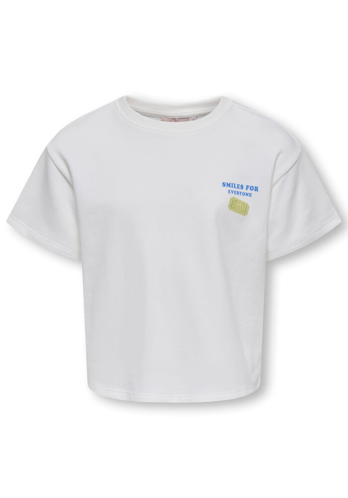 Only Kids KOGJOY LIFE SS PRINTED CREW SWT Cloud Dancer Smiley