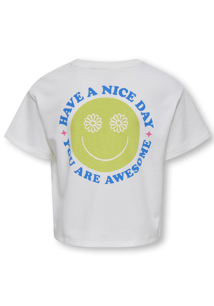 Only Kids KOGJOY LIFE SS PRINTED CREW SWT Cloud Dancer Smiley
