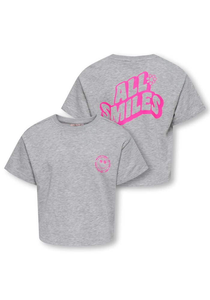 Only Kids KOGJOY LIFE SS PRINTED CREW SWT Light Grey Melange Vibes