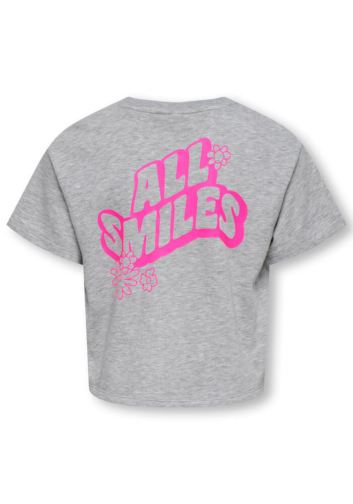 Only Kids KOGJOY LIFE SS PRINTED CREW SWT Light Grey Melange Vibes