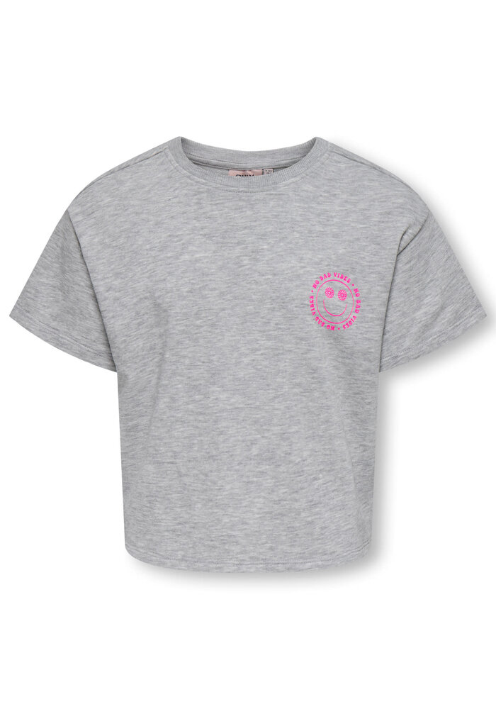 Only Kids KOGJOY LIFE SS PRINTED CREW SWT Light Grey Melange Vibes