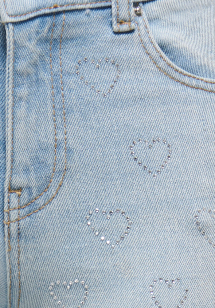 Only Kids KOGJUICY REG RHS HEART WIDE LEG DNM Light Blue Denim RHINESTONE HEARTS