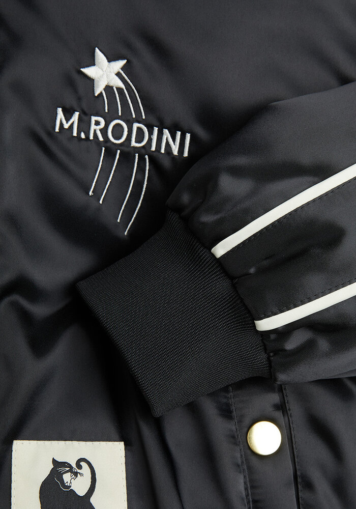 Mini Rodini United aliens unlimited satin baseball jacket Black