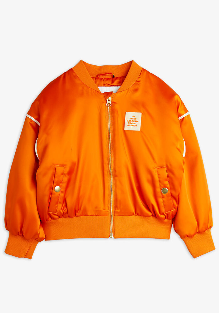 Mini Rodini Travel agency chenille satin baseball jacket Orange