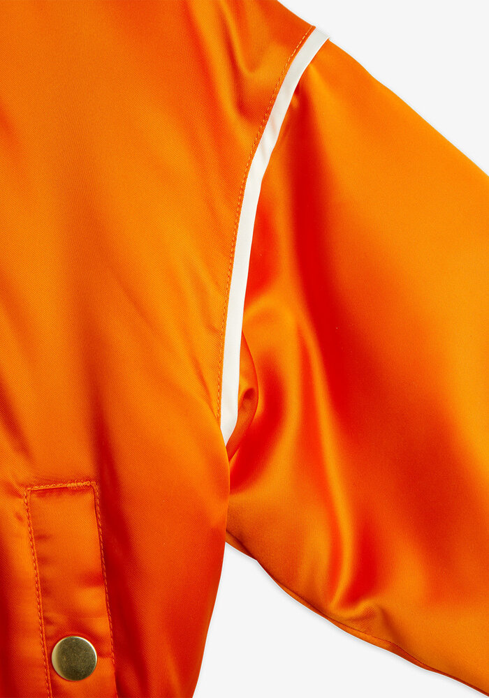 Mini Rodini Travel agency chenille satin baseball jacket Orange