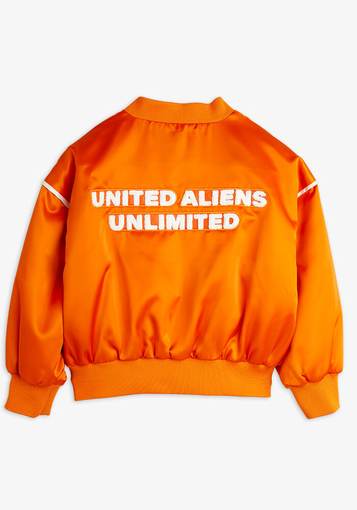 Mini Rodini Travel agency chenille satin baseball jacket Orange