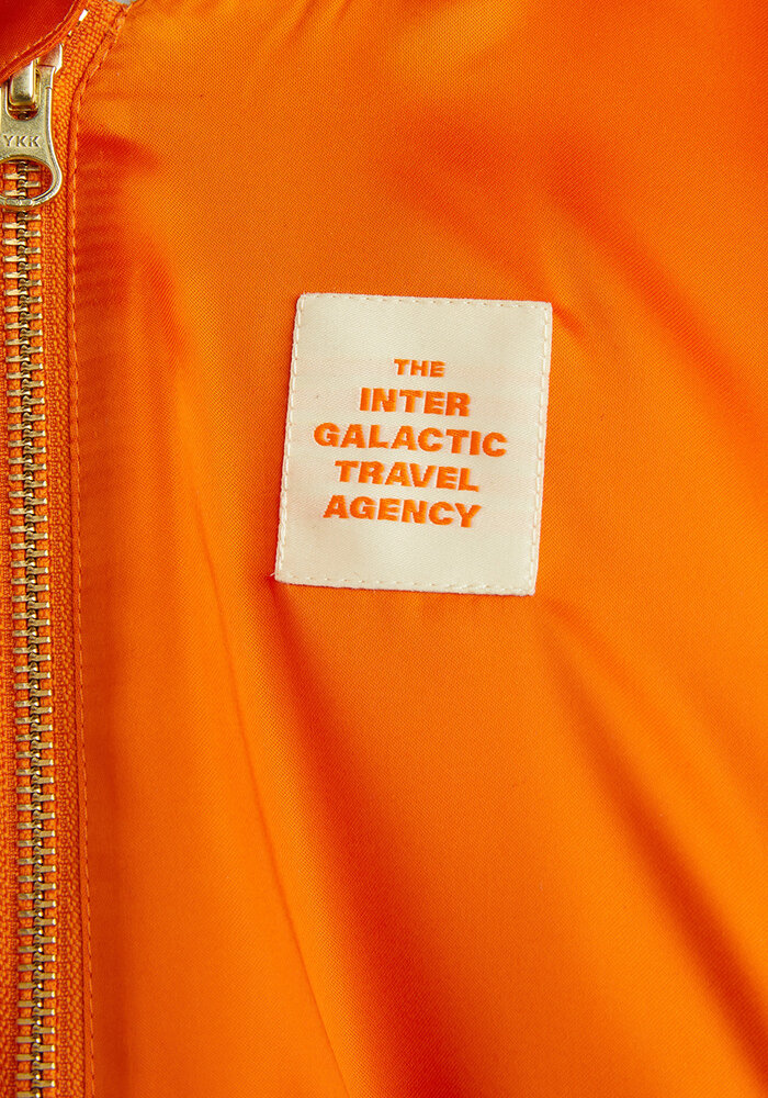 Mini Rodini Travel agency chenille satin baseball jacket Orange
