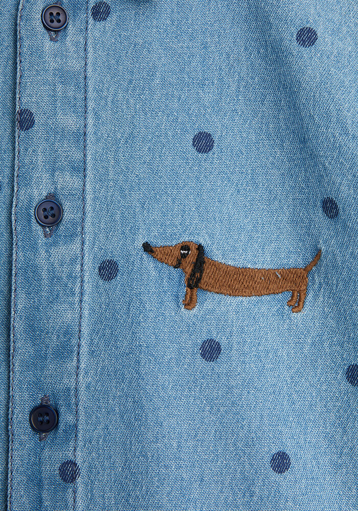 Mini Rodini Lw denim dots aop ls shirt Blue