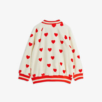 Mini Rodini Hearts aop velour baseball cardigan White