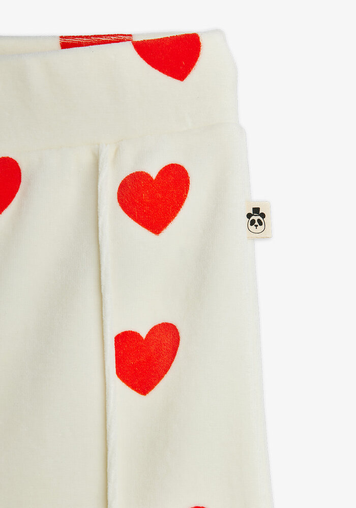 Mini Rodini Hearts aop velour trousers White