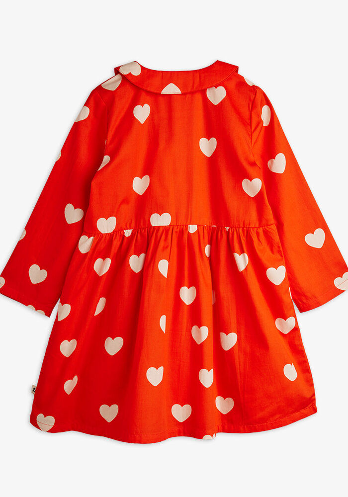 Mini Rodini Hearts aop woven ls dress Red