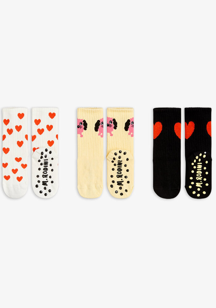 Mini Rodini Doggie 3-pack anti-slip socks Multi