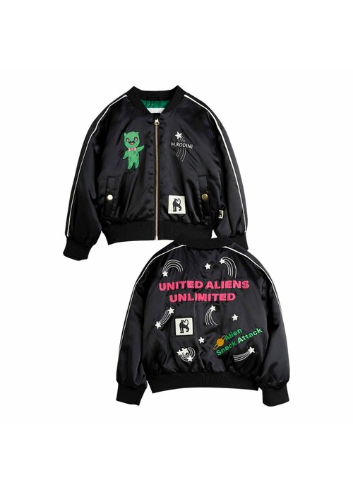 Mini Rodini Mini Rodini United aliens unlimited satin baseball jacket Black