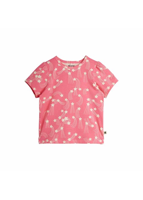Mini Rodini Mini Rodini Starfall aop puff sleeve ss top Pink