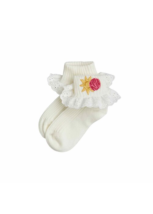 Mini Rodini Mini Rodini Space lace 1-pack socks Off-white