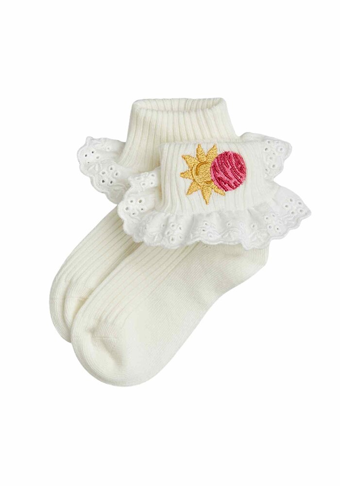 Mini Rodini Space lace 1-pack socks Off-white