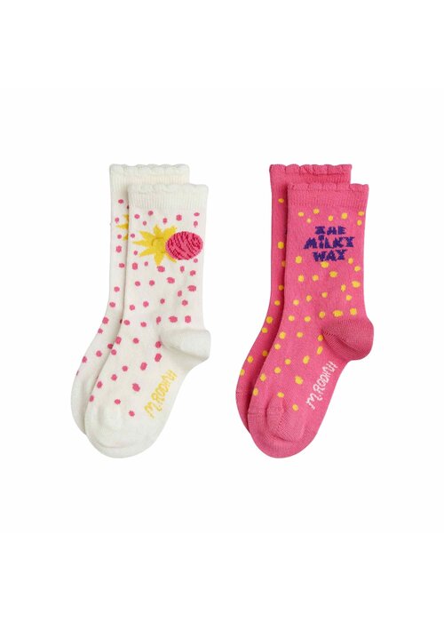 Mini Rodini Mini Rodini The milky way 2-pack socks Pink