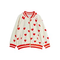 Mini Rodini Hearts aop velour baseball cardigan White