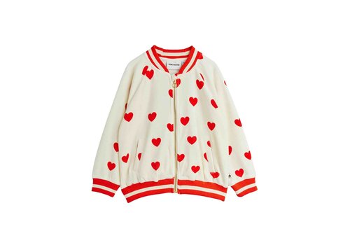 Mini Rodini Mini Rodini Hearts aop velour baseball cardigan White