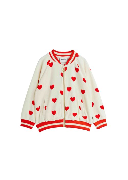 Mini Rodini Mini Rodini Hearts aop velour baseball cardigan White