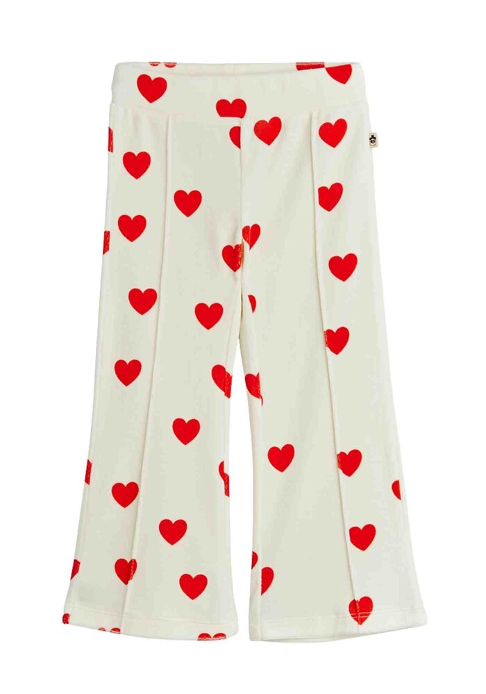 Mini Rodini Hearts aop velour trousers White