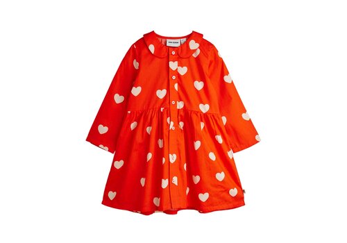 Mini Rodini Mini Rodini Hearts aop woven ls dress Red