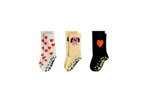 Mini Rodini Mini Rodini Doggie 3-pack anti-slip socks Multi