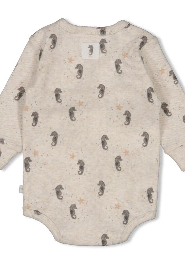 Feetje Wikkelromper rib AOP - Sea Sweeties Offwhite melange