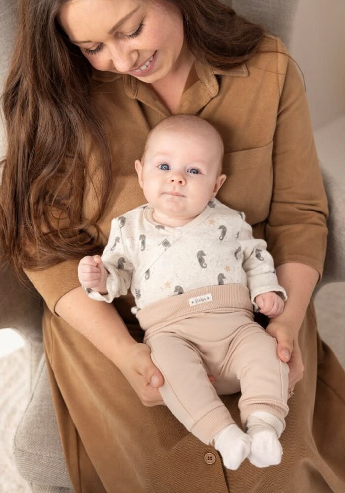 Feetje Wikkelromper rib AOP - Sea Sweeties Offwhite melange