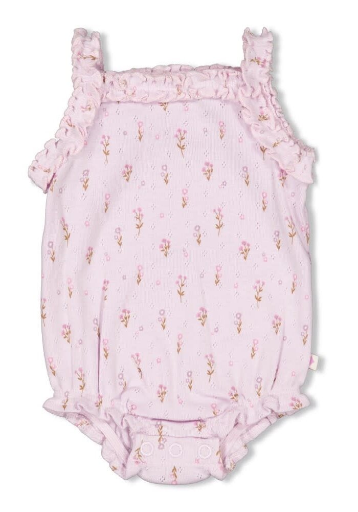 Feetje Romper pointelle rib AOP - Flower Ranch Lila