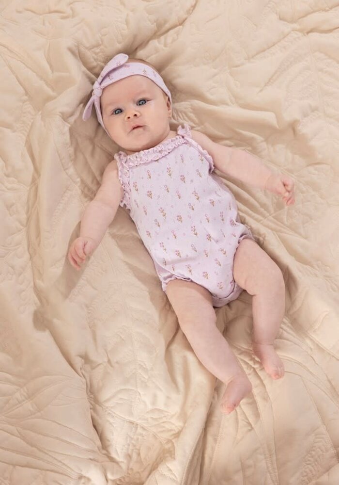 Feetje Romper pointelle rib AOP - Flower Ranch Lila