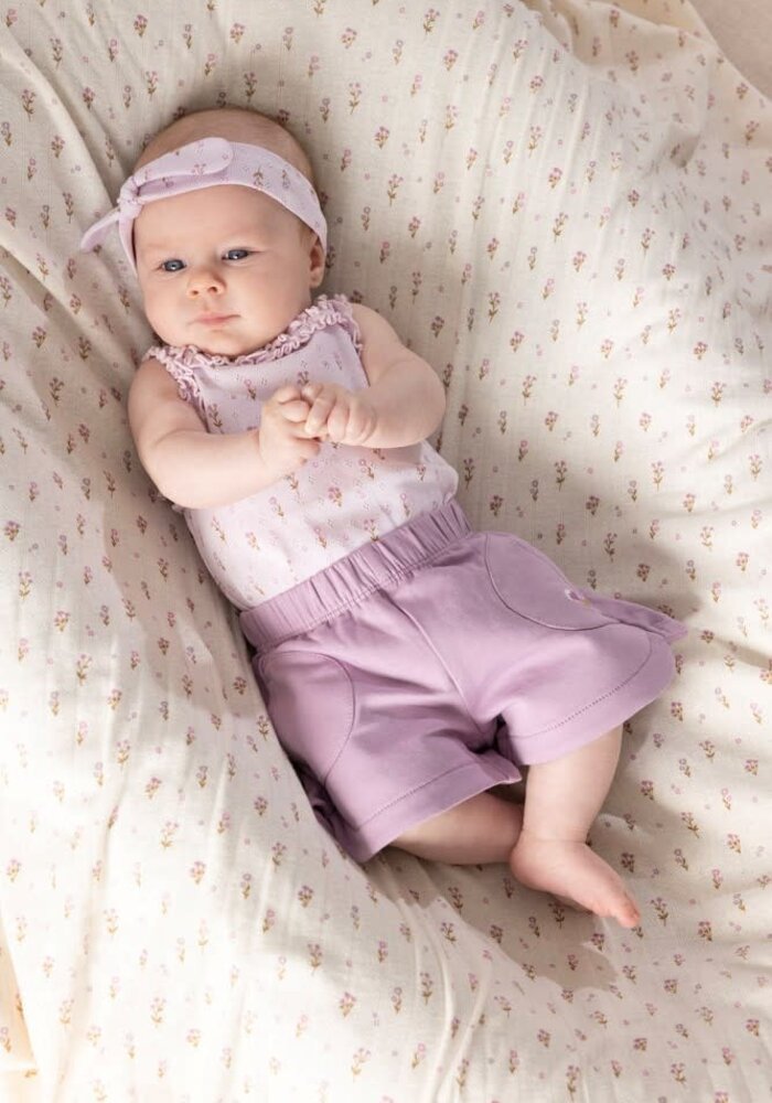 Feetje Romper pointelle rib AOP - Flower Ranch Lila