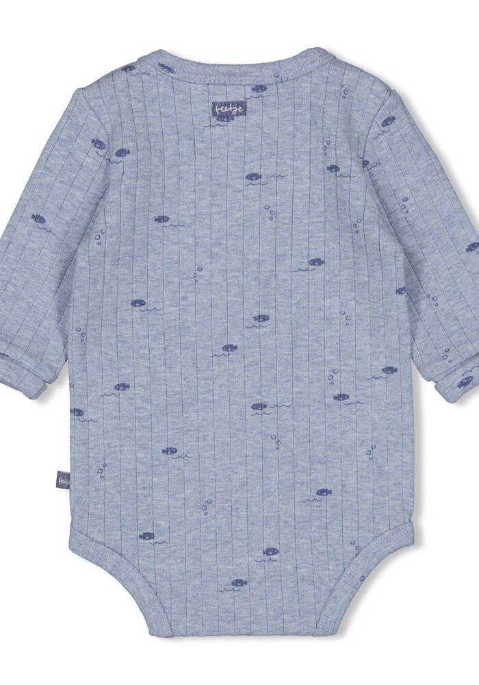 Feetje Romper rib AOP - Blue Ocean Blauw melange