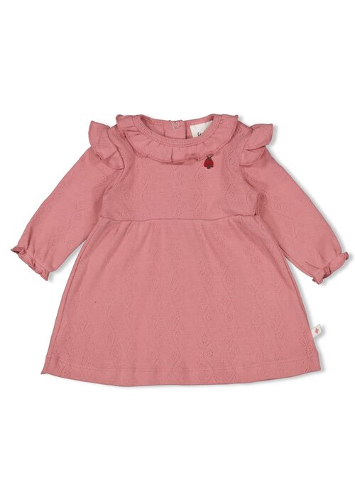 Feetje Feetje Jurk ajour rib l/m - Ladybug Roze