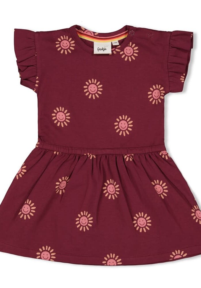 Feetje Jurk AOP - Salsa Sunset Bordeaux