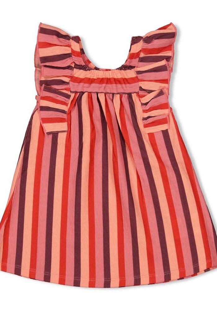 Feetje Jurk streep seersucker - Salsa Sunset Zalm