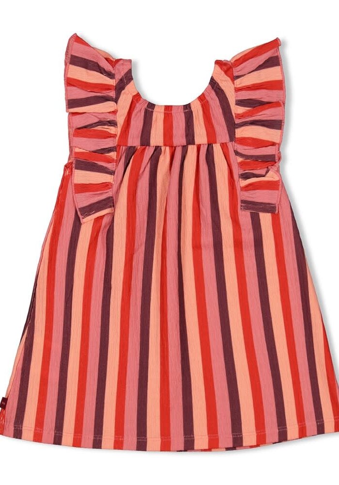Feetje Jurk streep seersucker - Salsa Sunset Zalm