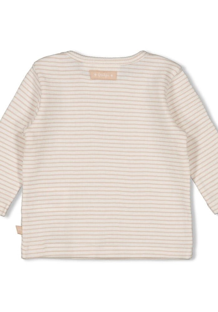 Feetje Longsleeve rib met streep - Honey Bear Zand