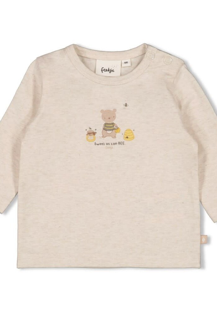 Feetje Longsleeve - Honey Bear Offwhite melange