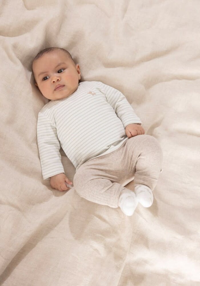 Feetje Longsleeve rib met streep - Elephant Mint