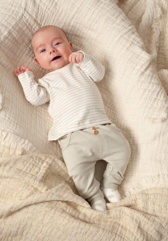 Feetje Longsleeve rib met streep - Elephant Mint